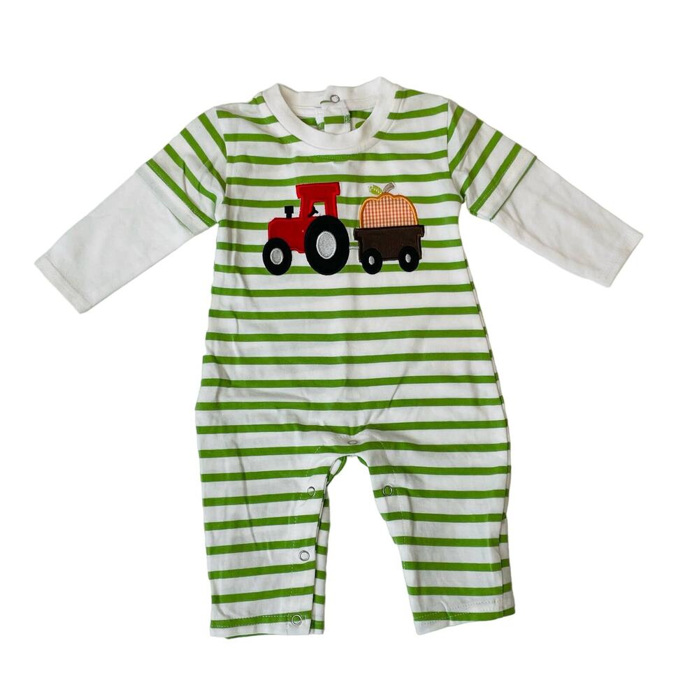 NWT Be Mine 9M Boy Pumpkin Applique Romper